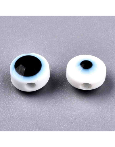 Ojo turco. Moneda. WHITE. 8x6 milímetros. 1,8 mm perforación. 25 unidades.