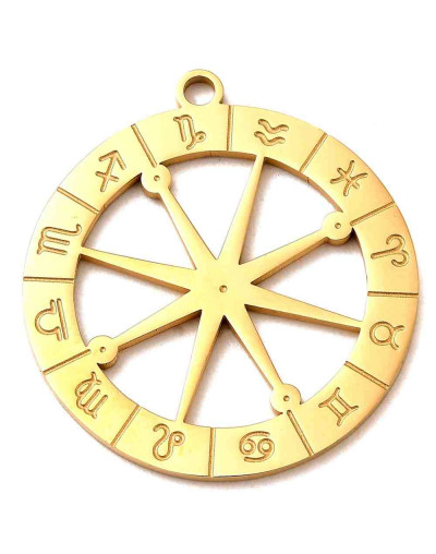 Constelaciones. Acero inoxidable. Color dorado. 30x28x1 milímetros. 2 mm perforación. 1 unidad.