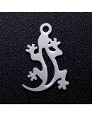Gecko. Acero inoxidable. Color platedo. 16x10,5x1 milímetros. 1,5 mm perforación. 1 unidad. Gecko. Acero inoxidable. Color platedo. 16x10,5x1 milímetros. 1,5 mm perforación. 1 unidad.