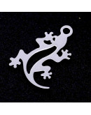 Gecko. Acero inoxidable. Color platedo. 16x10,5x1 milímetros. 1,5 mm perforación. 1 unidad. Gecko. Acero inoxidable. Color platedo. 16x10,5x1 milímetros. 1,5 mm perforación. 1 unidad.