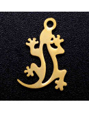 Gecko. Acero inoxidable. Color dorado. 16x10,5x1 milímetros. 1,5 mm perforación. 1 unidad. Gecko. Acero inoxidable. Color dorado. 16x10,5x1 milímetros. 1,5 mm perforación. 1 unidad.