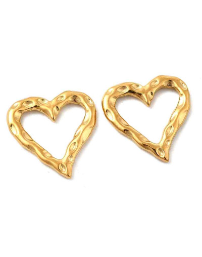 Linking Rings. Corazón (1). Aºcero inoxidable. Color dorado. 19X18X2 milímetros.1 unidad.