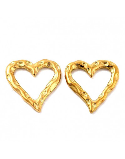 Linking Rings. Corazón (1). Aºcero inoxidable. Color dorado. 19X18X2 milímetros.1 unidad.