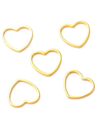 Linking Rings. Corazón (2). Acero inoxidable. Color dorado. 10X12X1 milímetros. 2 unidades.