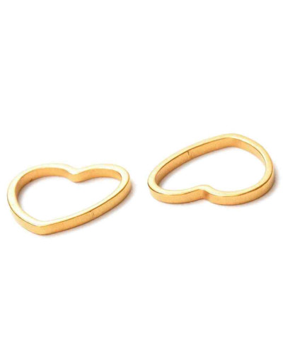 Linking Rings. Corazón (2). Acero inoxidable. Color dorado. 10X12X1 milímetros. 2 unidades.