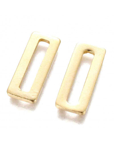 Linking Rings. Rectángulo. Acero inoxidable. Color dorado. 20x8x1,5 milímetros. 2 unidades.