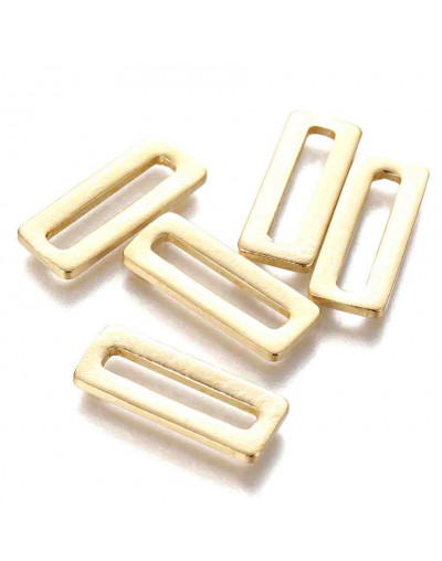 Linking Rings. Rectángulo. Acero inoxidable. Color dorado. 20x8x1,5 milímetros. 2 unidades.
