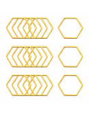 Linking Rings. Hexágono. Acero inoxidable. Color dorado. 16x18x0,8 milímetros. 2 unidades.