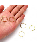 Linking Rings. Hexágono. Acero inoxidable. Color dorado. 16x18x0,8 milímetros. 2 unidades.
