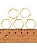 Linking Rings. Hexágono. Acero inoxidable. Color dorado. 16x18x0,8 milímetros. 2 unidades.