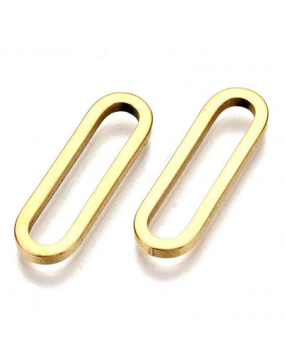 Linking Rings. Ovalo (4). Acero inoxidable. Color dorado. 20x6x1,5 milímetros. 2 unidades.