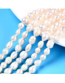 Perla natural de río. Forma irregular Lágrima. 5~9x5~7 mm. 0,6 mm perforación. 25 uds aprox.