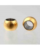 Esfera. Acero inoxidable. Color dorado. 3 mm diámetro. 1,5 mm perforación. 50 uds.