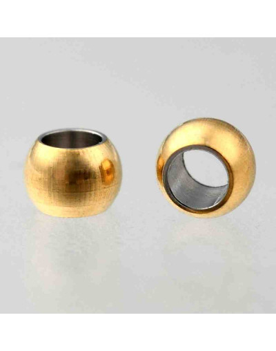 Esfera. Acero inoxidable. Color dorado. 3 mm diámetro. 1,5 mm perforación. 50 uds.