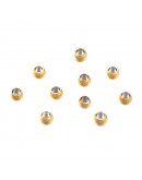Esfera. Acero inoxidable. Color dorado. 3 mm diámetro. 1,5 mm perforación. 50 uds.