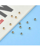 Esfera. Acero inoxidable. Color dorado. 3 mm diámetro. 1,5 mm perforación. 50 uds.