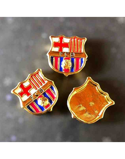 F.C. BARCELONA. Aleación de Cobre. Baño 18K Gold. 15x15x4 milímetros. 2 mm perforacion. 1 ud.
