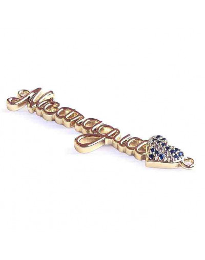 Nicaragua+Corazón Bandera. Aleación+Zirconia. Baño 18KGold. 40X12x1,8 mm. 1,5 mm perforación. 1 ud.