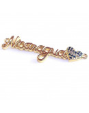 Nicaragua+Corazón Bandera. Aleación+Zirconia. Baño 18KGold. 40X12x1,8 mm. 1,5 mm perforación. 1 ud. Nicaragua+Corazón Bandera. Aleación+Zirconia. Baño 18KGold. 40X12x1,8 mm. 1,5 mm perforación. 1 ud.