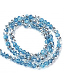 Rondelle faceteado. 8x6 milímetros. SKY BLUE PLATED. 1 mm perforación. 70 uds hilo aprox. 1 hilo.