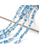 Rondelle faceteado. 8x6 milímetros. SKY BLUE PLATED. 1 mm perforación. 70 uds hilo aprox. 1 hilo.