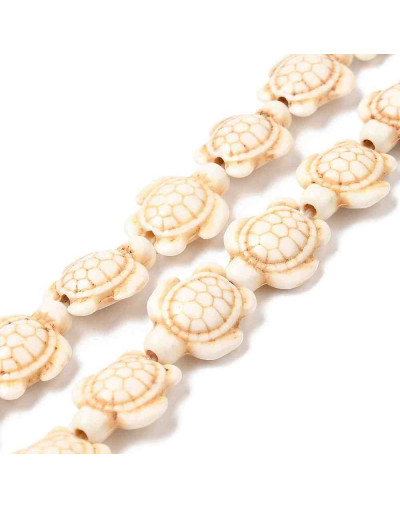 Howlite. Tortugas. Color Seashell. 19x14x7.8 mm. 22 uds hilo aprox. 1 hilo.