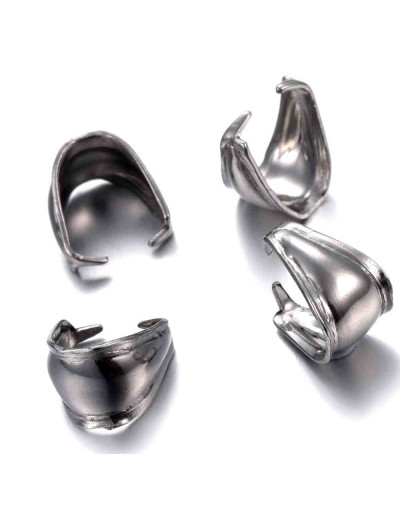 Cierre para dijes. Acero inoxidable. Color plateado. 9,5x9x6,5 milímetros. 5 unidades.