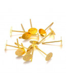 Pin aretes. Aleación de cobre. Color dorado. Pin 0,7 milímetros. Base 6 mm. Cierre silicón. 40 uds. Pin aretes. Aleación de cobre. Color dorado. Pin 0,7 milímetros. Base 6 mm. Cierre silicón. 40 uds.