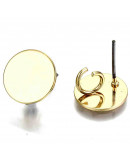 Pin aretes. Aleación cobre. Color dorado. 12 mm diámetro. 4,5 mm perforación. Cierre silicón. 2  uds Pin aretes. Aleación cobre. Color dorado. 12 mm diámetro. 4,5 mm perforación. Cierre silicón. 2  uds