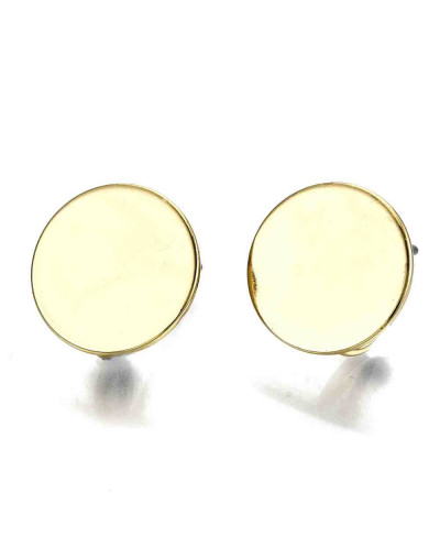 Pin aretes. Aleación cobre. Color dorado. 12 mm diámetro. 4,5 mm perforación. Cierre silicón. 2  uds