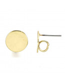 Pin aretes. Aleación cobre. Color dorado. 12 mm diámetro. 4,5 mm perforación. Cierre silicón. 2  uds Pin aretes. Aleación cobre. Color dorado. 12 mm diámetro. 4,5 mm perforación. Cierre silicón. 2  uds