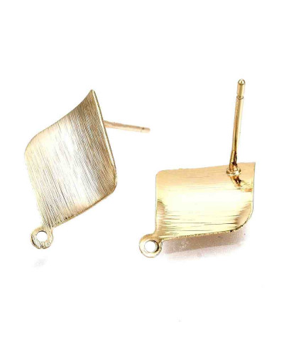 Pin aretes. Aleación de cobre. Baño 18KGold. 17x11,5 mm. 1 mm perforación Cierre silicón. 2 uds.