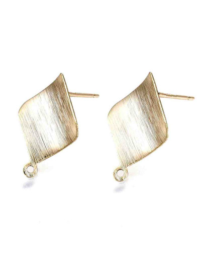 Pin aretes. Aleación de cobre. Baño 18KGold. 17x11,5 mm. 1 mm perforación Cierre silicón. 2 uds.