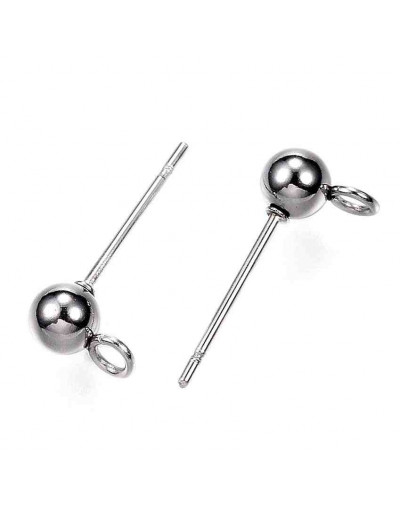 Pin aretes. Acero inoxidable. Color plateado. Pin 15x17x4 mm. 1,7 mm perf. Cierre de silicón. 10 ud.