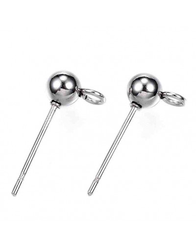 Pin aretes. Acero inoxidable. Color plateado. Pin 15x17x4 mm. 1,7 mm perf. Cierre de silicón. 10 ud.