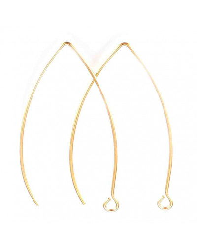 Ganchos aretes. Acero inoxidable. Color dorado. 41 mm largo. 0,8 mm grosor. 2,5 mm agujero. 6 uds.