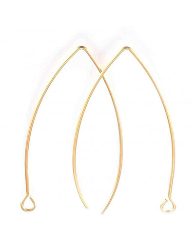 Ganchos aretes. Acero inoxidable. Color dorado. 41 mm largo. 0,8 mm grosor. 2,5 mm agujero. 6 uds.