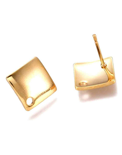 Pin aretes. Acero inoxidable. Color dorado. 13x13x2 mm. 1,5 mm perforación. Cierre silicón. 2 uds.