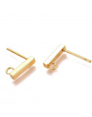 Pin aretes. Acero inoxidable. Color dorado. 10x2x2 mm. 1,5 mm perforación. Cierre silicón. 4 uds. Pin aretes. Acero inoxidable. Color dorado. 10x2x2 mm. 1,5 mm perforación. Cierre silicón. 4 uds.