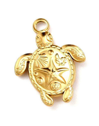 Tortuga (3). Acero inoxidable. Real 18KGold. 2,5x18x3 milímetros. 3 mm perforación. 1 unidad.