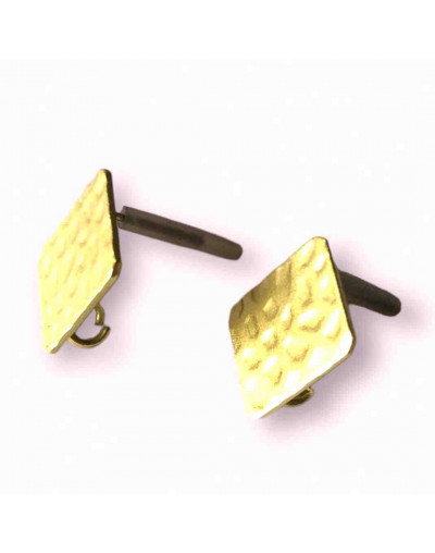 Pin aretes. Aleación de cobre. Color dorado mate. 18x18 mm. 4 mm perforación. Cierre silicón. 2 uds.
