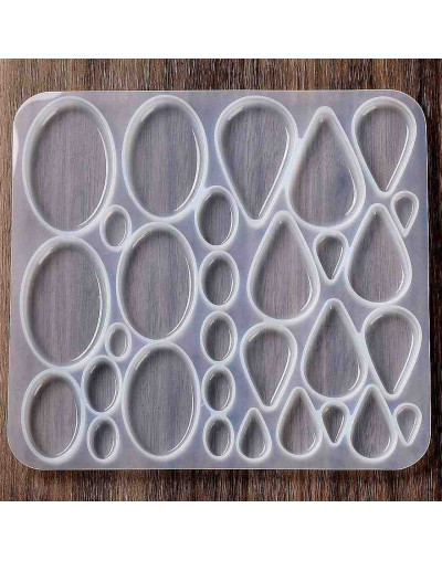 Molde de silicona. Para resina. Ovalos y gotas. 152x140 milímetros. Sin perforación. 1 unidad.
