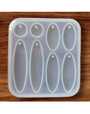 Molde de silicona. Para resina. Formas aretes. 4 formas. 75x70 mm.  2 mm perforación. 1 unidad. Molde de silicona. Para resina. Formas aretes. 4 formas. 75x70 mm.  2 mm perforación. 1 unidad.