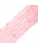 Cuarzo Rosa. Moneda faceteada. 6x4 milímetros. 1 mm perforación. 55 uds hilo aprox. 1 hilo.