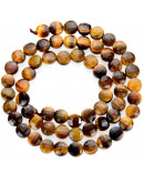 Ojo de Tigre. Moneda faceteada. 6x4 milímetros. 1 mm perforación. 55 uds hilo aprox. 1 hilo.