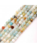 Amazonita. Moneda faceteada. 6x4 milímetros. 1 mm perforación. 55 uds hilo aprox. 1 hilo.