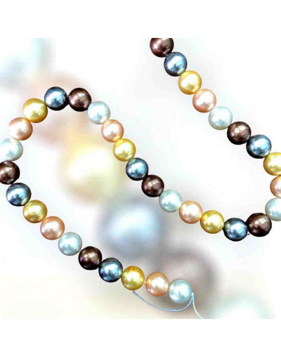 Concha de mar. Esfera. Color perla (2). 08 milímetros. 1 mm perforación. 45 uds hilo aprox. 1 hilo.