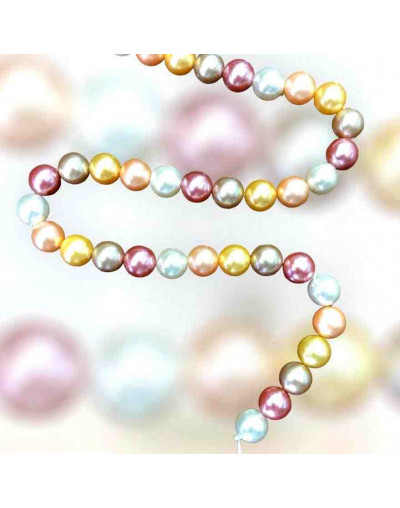 Concha de mar. Esfera. Color perla (7). 08 milímetros. 1 mm perforación. 45 uds hilo aprox. 1 hilo.