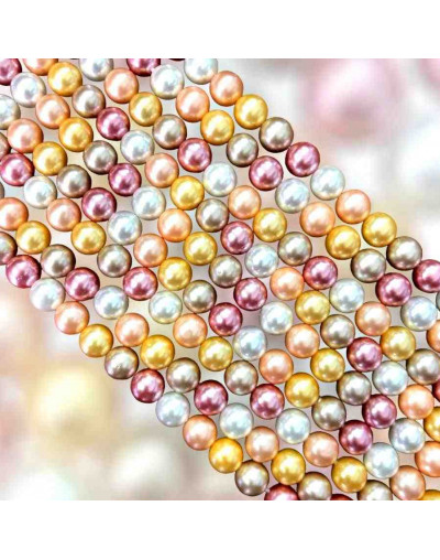 Concha de mar. Esfera. Color perla (7). 08 milímetros. 1 mm perforación. 45 uds hilo aprox. 1 hilo.