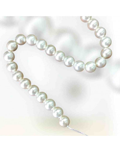 Concha de mar. Esfera. Color perla (1). 08 milímetros. 1 mm perforación. 45 uds hilo aprox. 1 hilo.